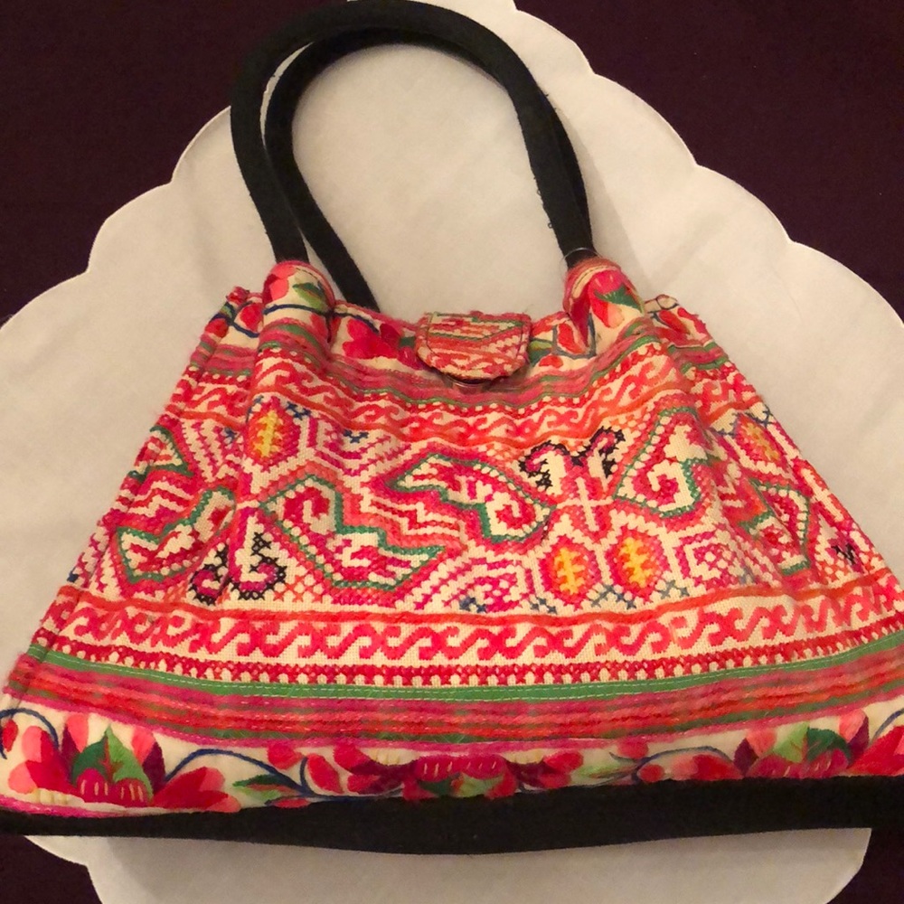 Multicolored Fabric Handbag